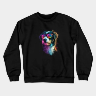 Colourful Cool Golden Doodle Dog with Sunglasses Crewneck Sweatshirt